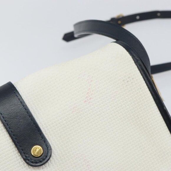 Authentic SAINT LAURENT Shoulder Bag PVC White Gold - Picture 2 of 16